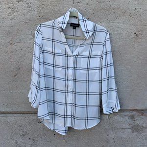Fortune & Ivy Black/White Plaid Top - Size Medium